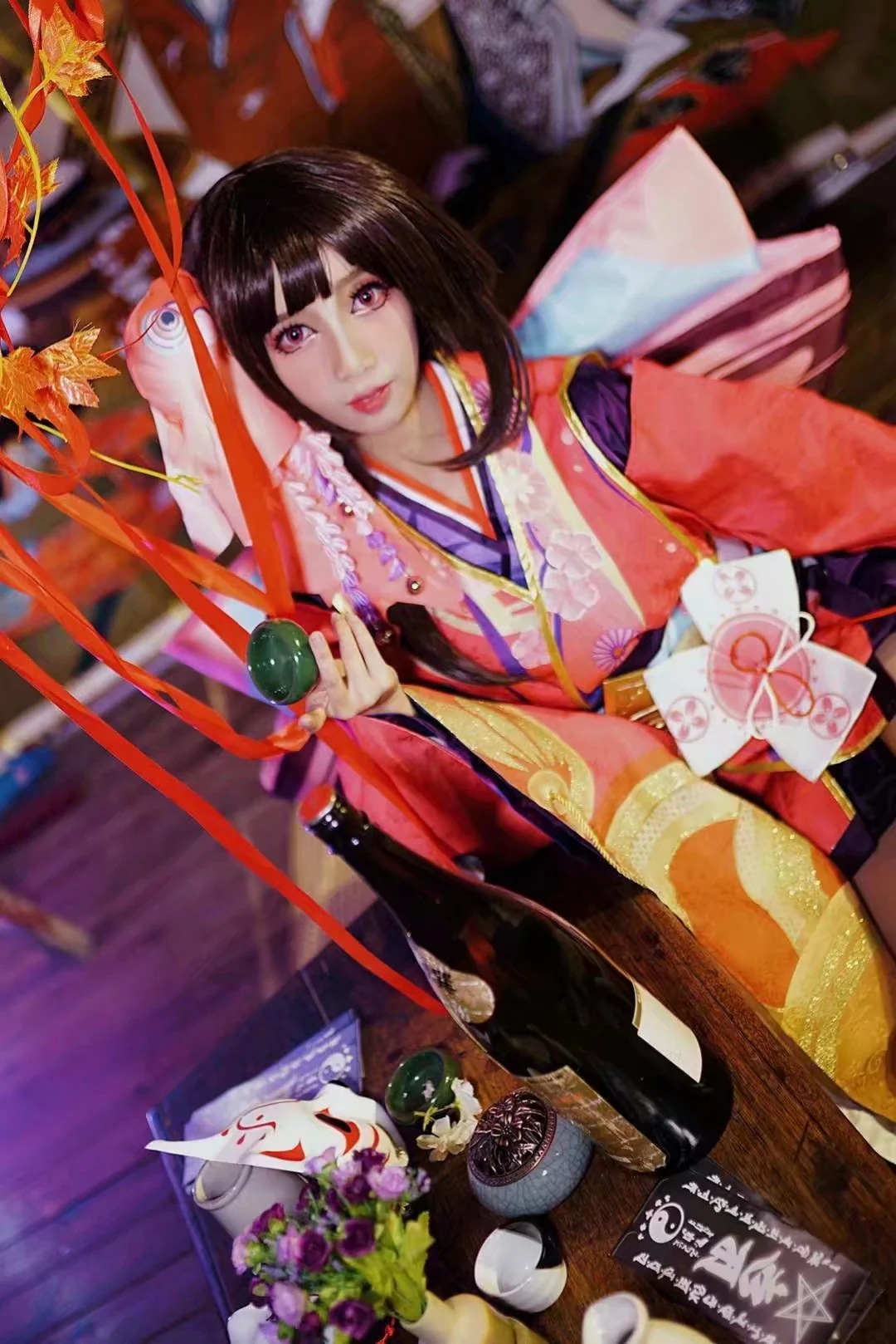 阴阳师神乐COS写真,要来陪爱喝酒的神乐吗？
