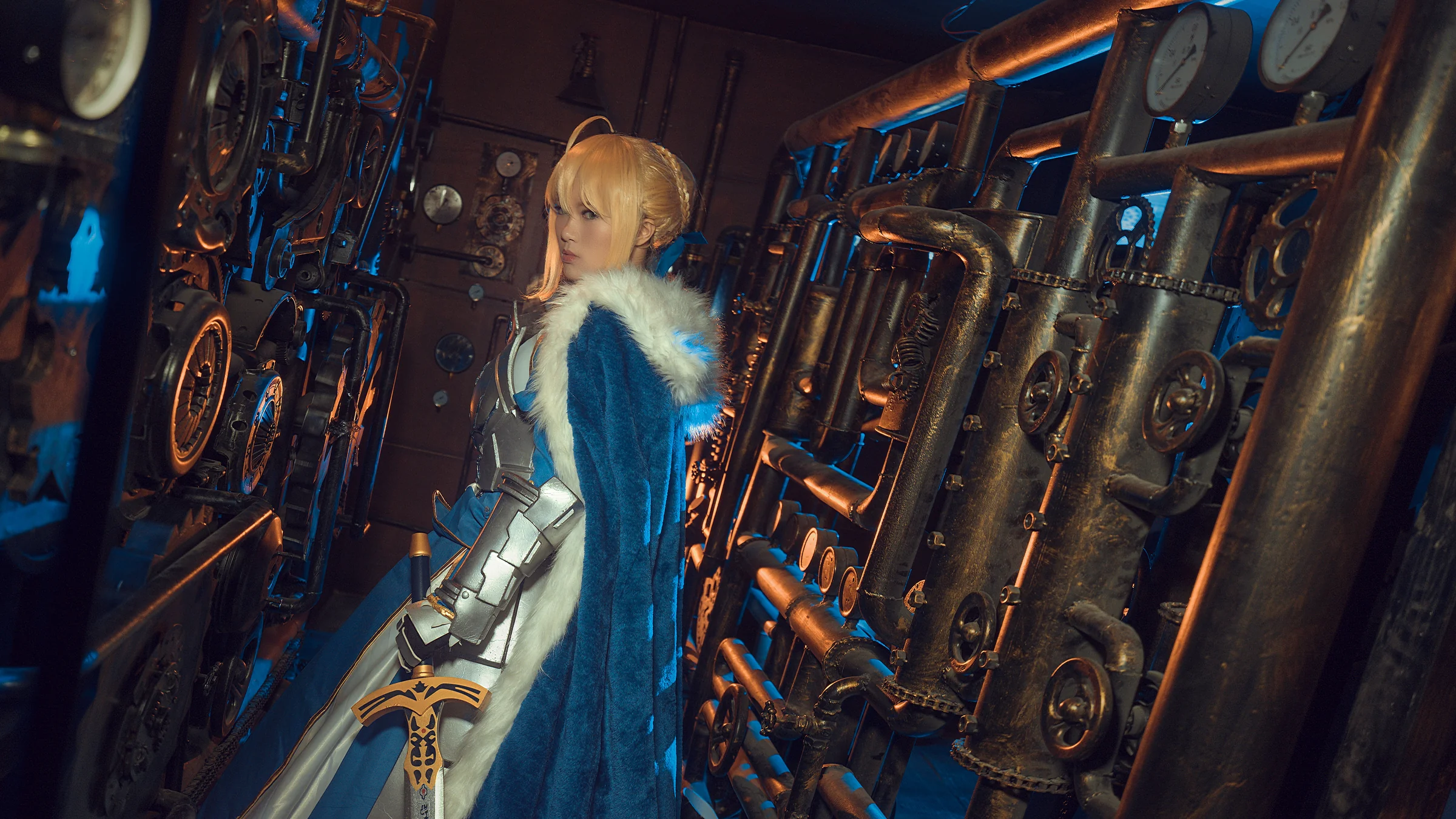 Fate——saber蓝战COS写真
