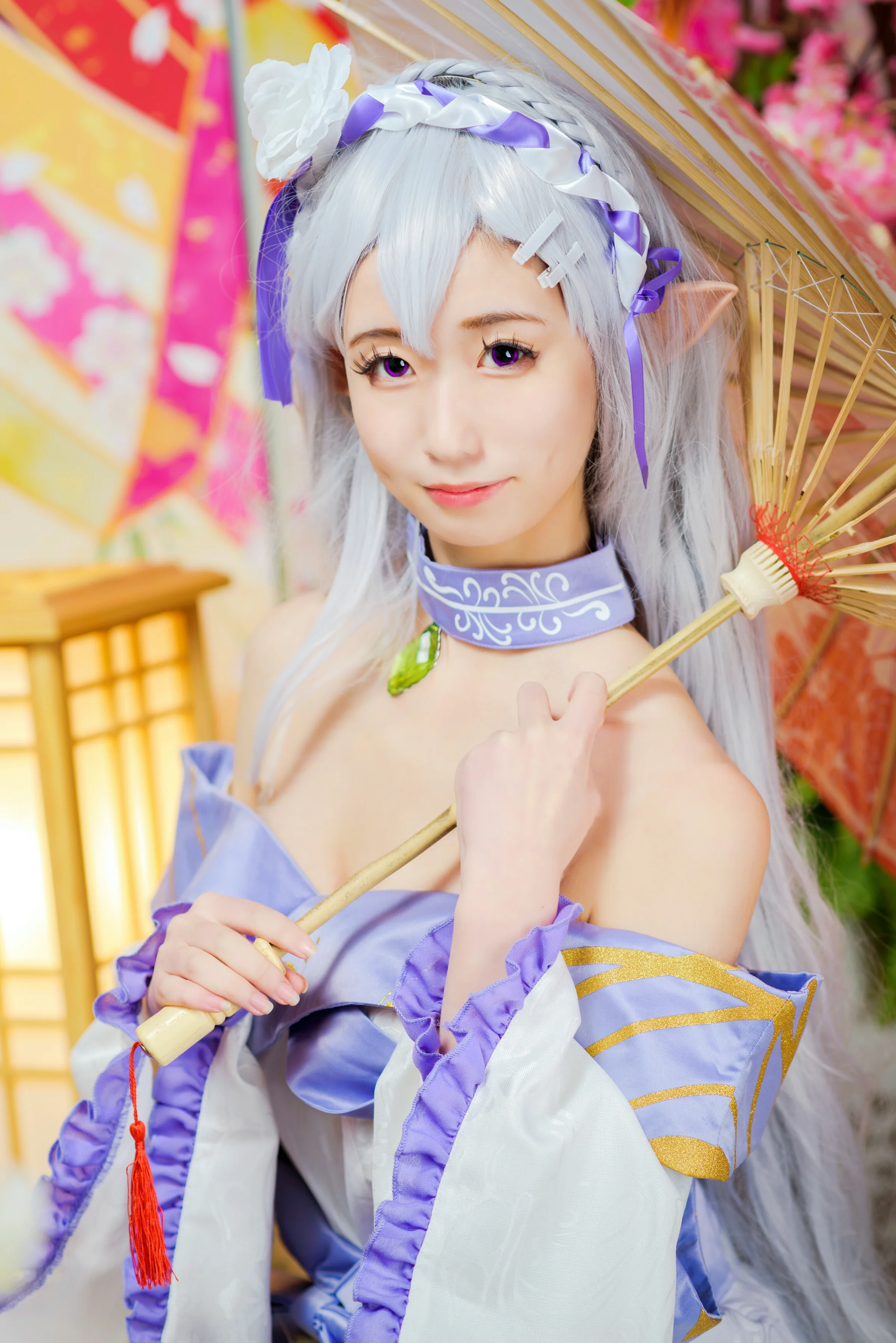 <从零开始的异世界>艾米莉亚妖精祭奠和服COS写真
