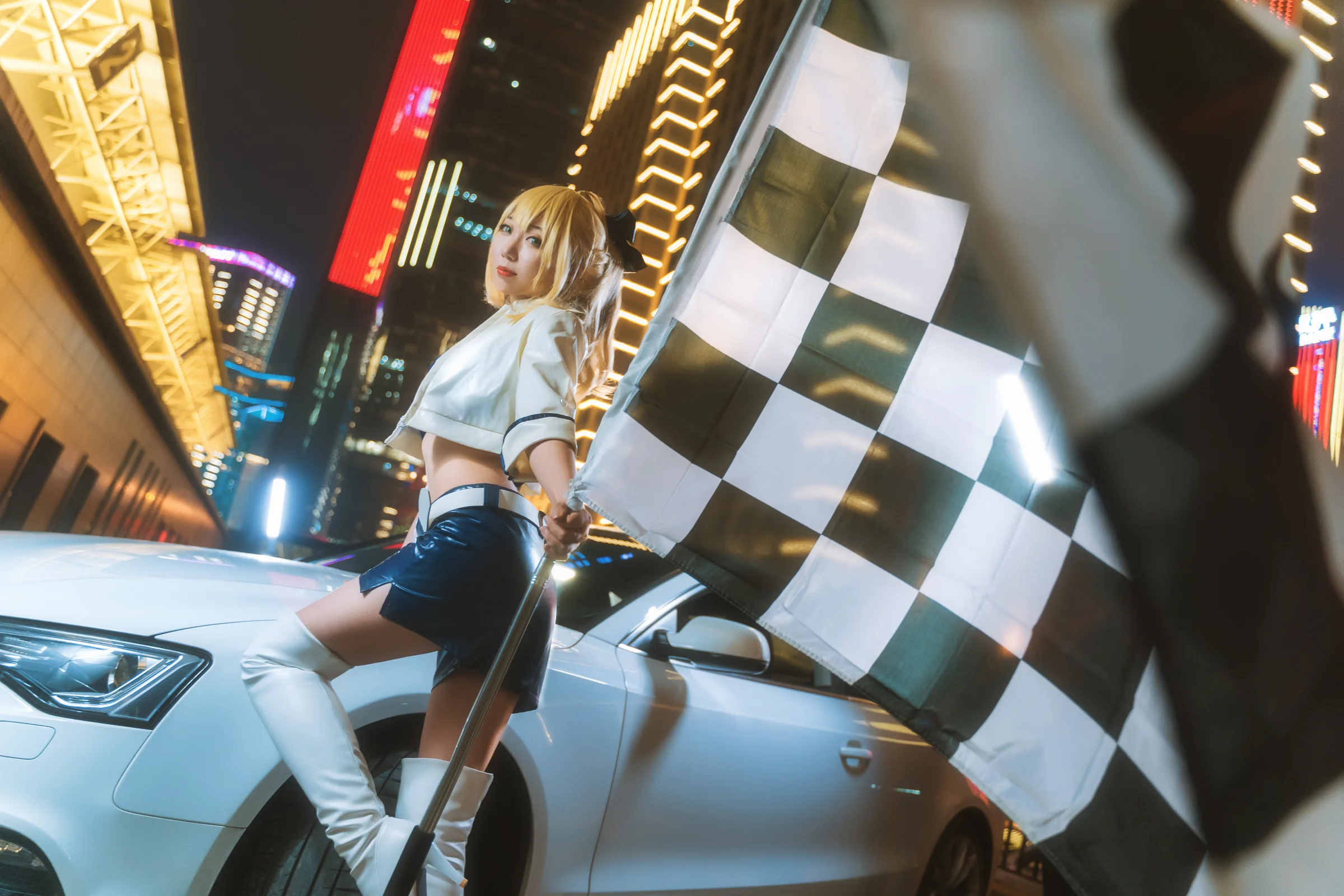 fate saber 赛车娘COS写真