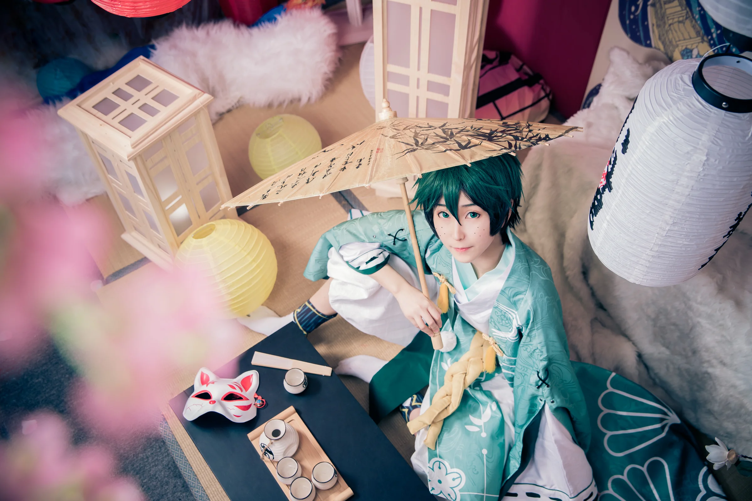 我的英雄学院绿谷出久花季和服COS写真