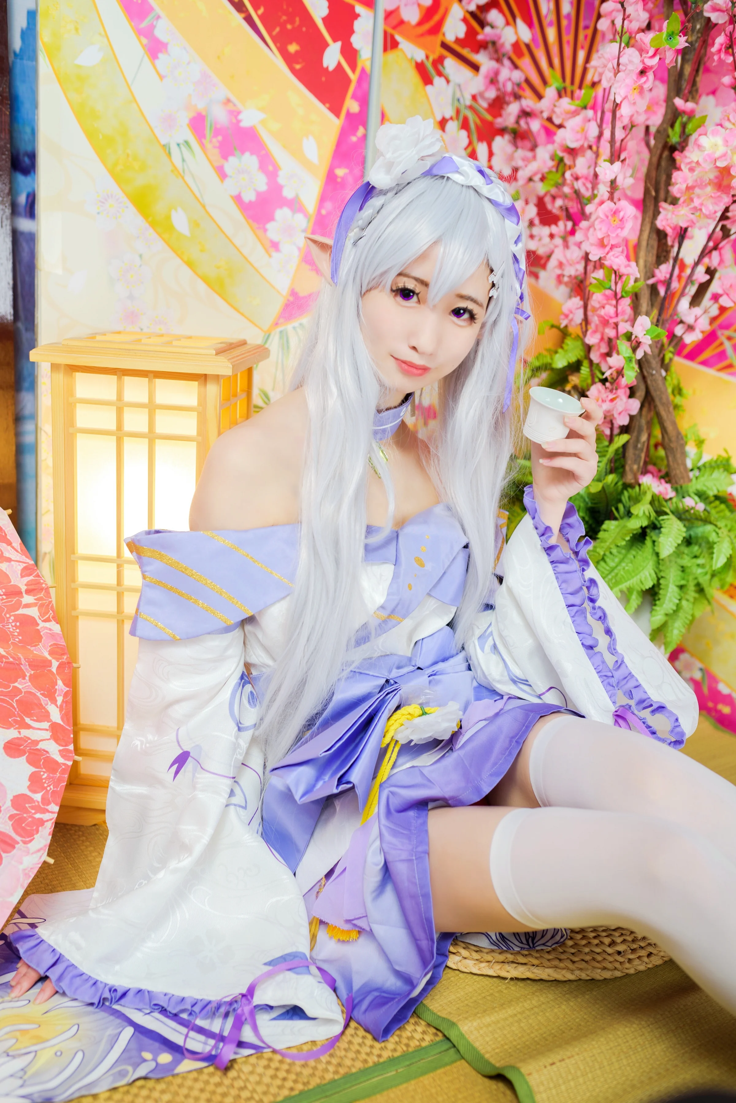 <从零开始的异世界>艾米莉亚妖精祭奠和服COS写真