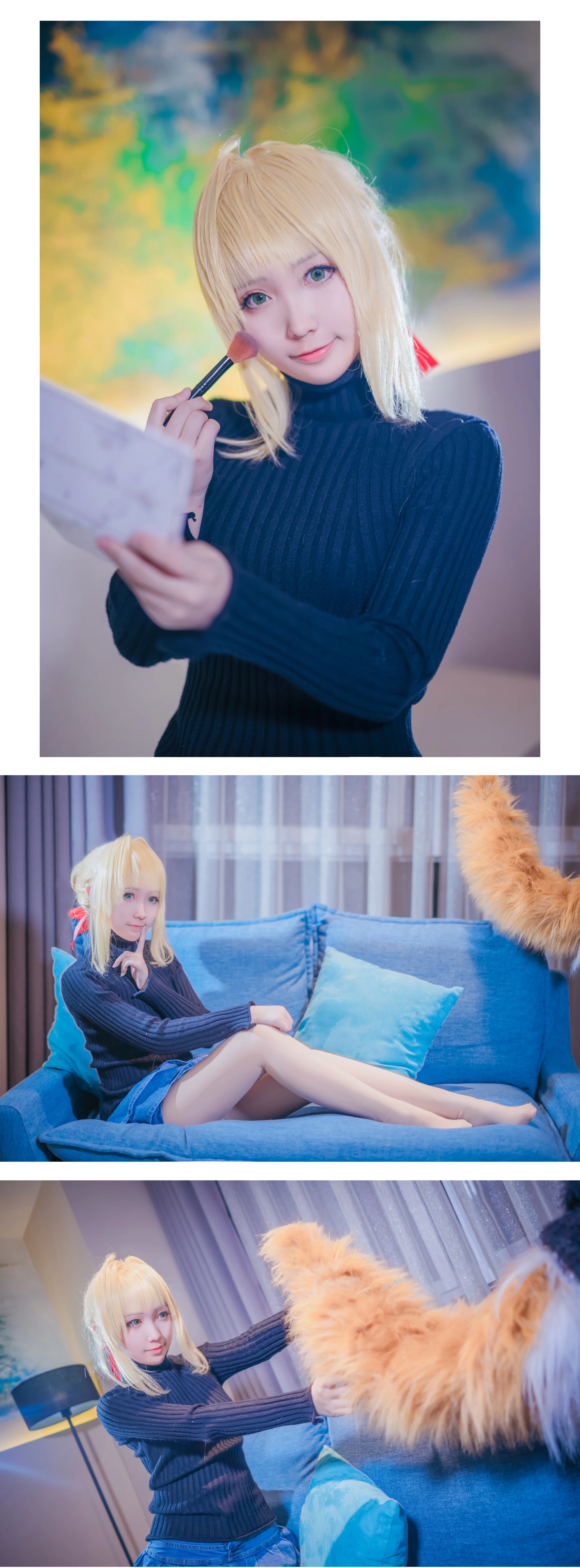 fate 毛衣三人组 玛修COS写真