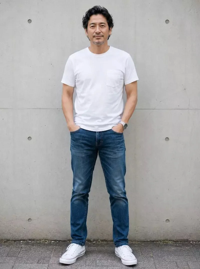 避免《白T恤穿搭》的踩雷方式 中年男性堅信的「白T＋牛仔褲」等於無敵，但其實有重點需要注意一下｜高清图片集