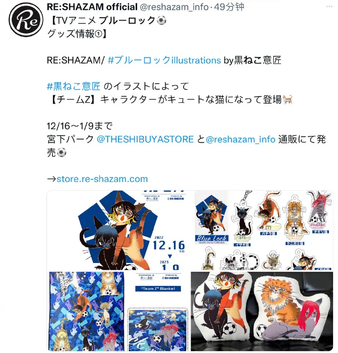 猫咪主题「蓝色监狱」x 黒ねこ意匠RE:SHAZAM 新周边图｜高清图片集