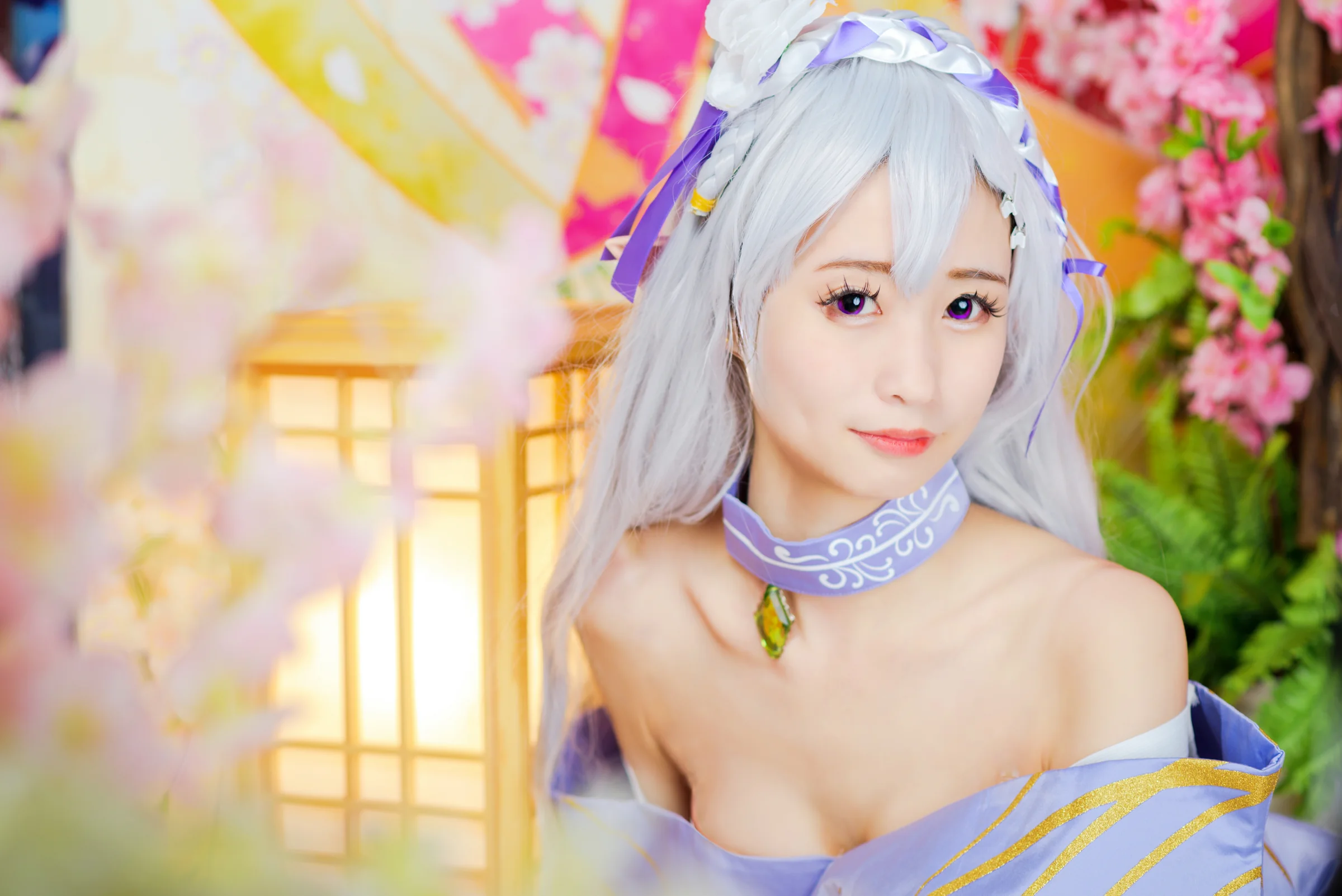 <从零开始的异世界>艾米莉亚妖精祭奠和服COS写真