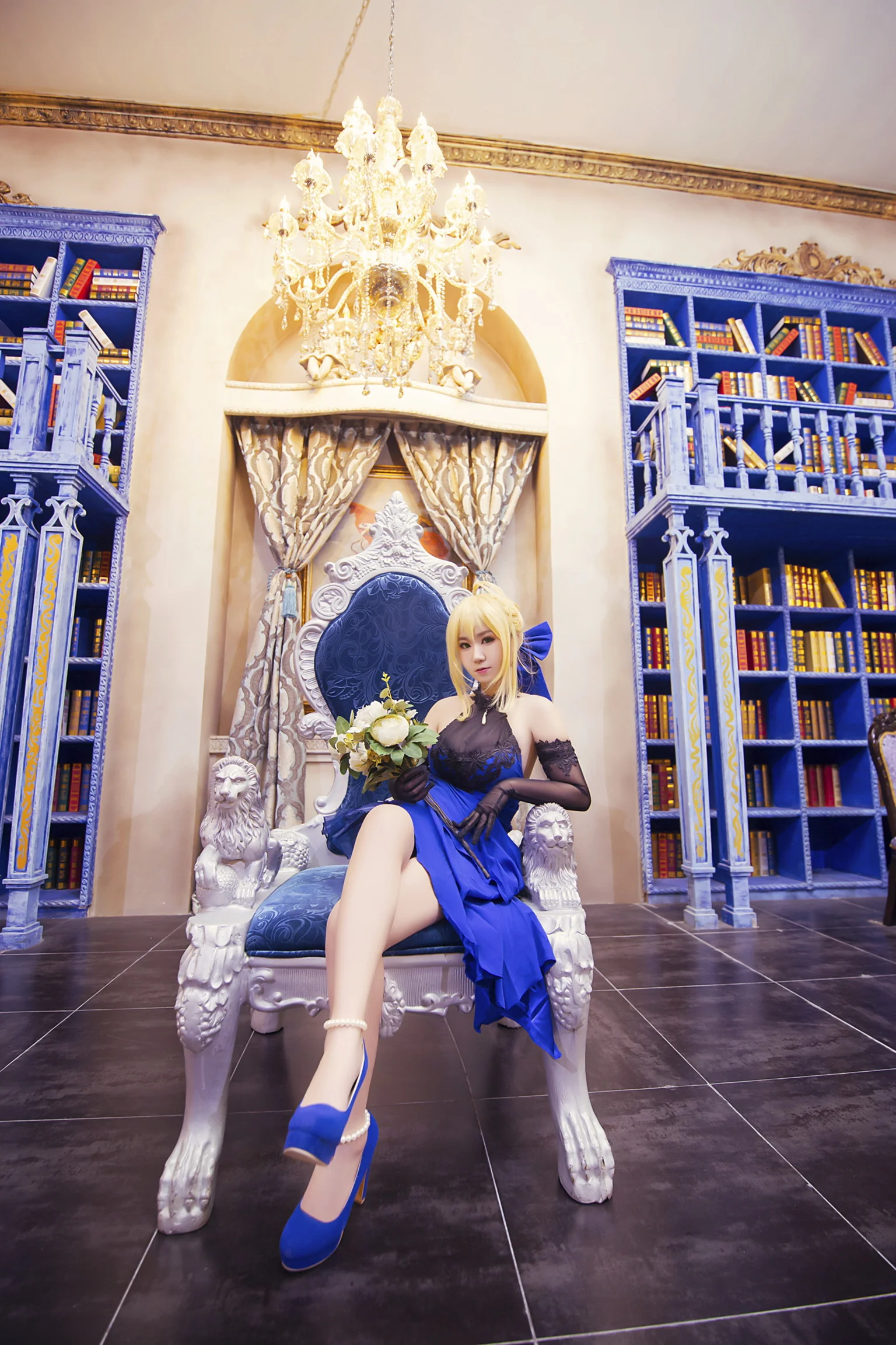 FGOfate/extella saber蓝礼服COS写真