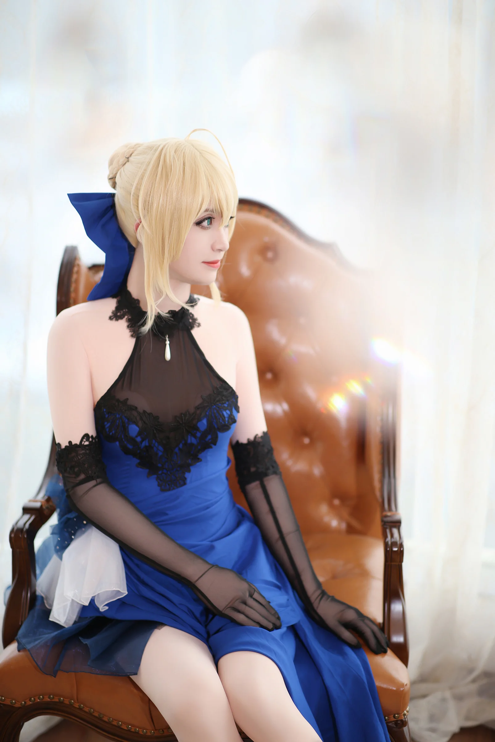 Fate/EXTELLA 阿尔托莉娅 蓝礼服 COS写真