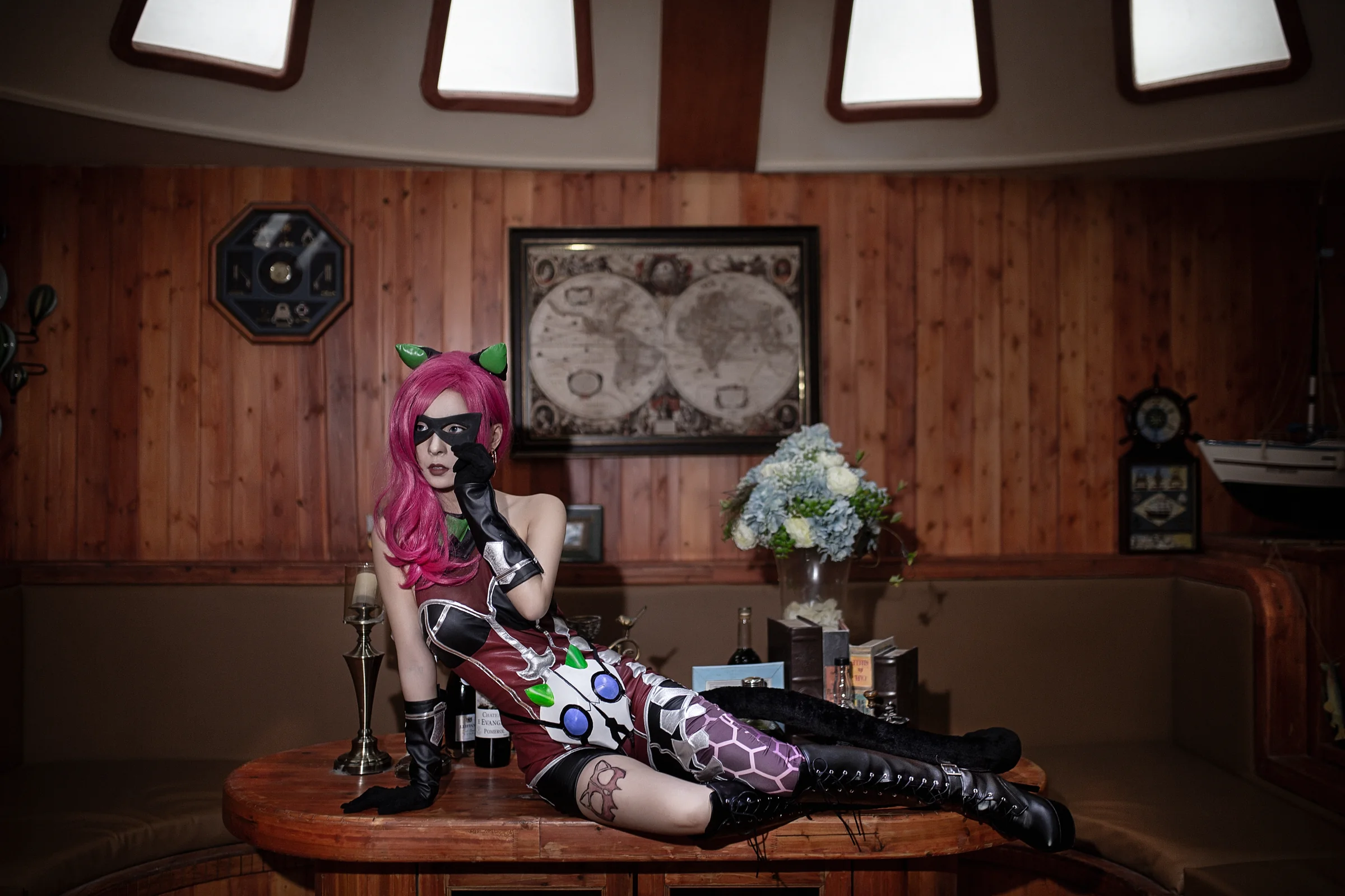 王者荣耀荆轲暗夜猫娘COS写真