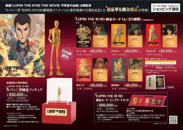 纪念《鲁邦三世：不死身的血族》上映推出限量纯金模型｜高清图片集