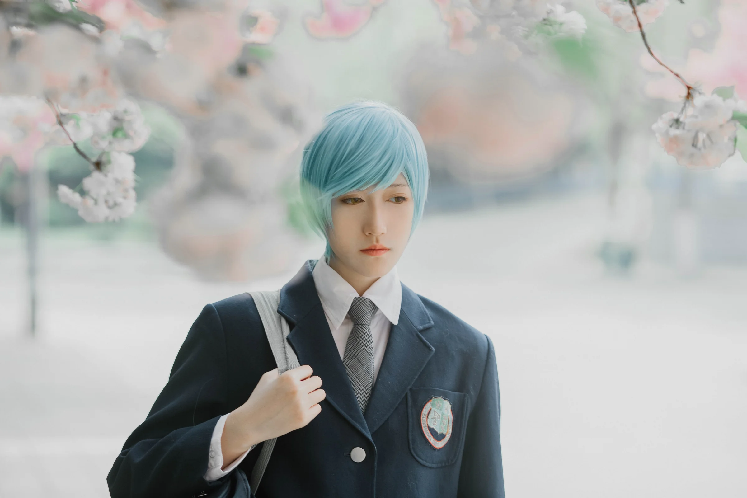 COS写真正片 刀剑乱舞鹤一期制服私设 樱花满开