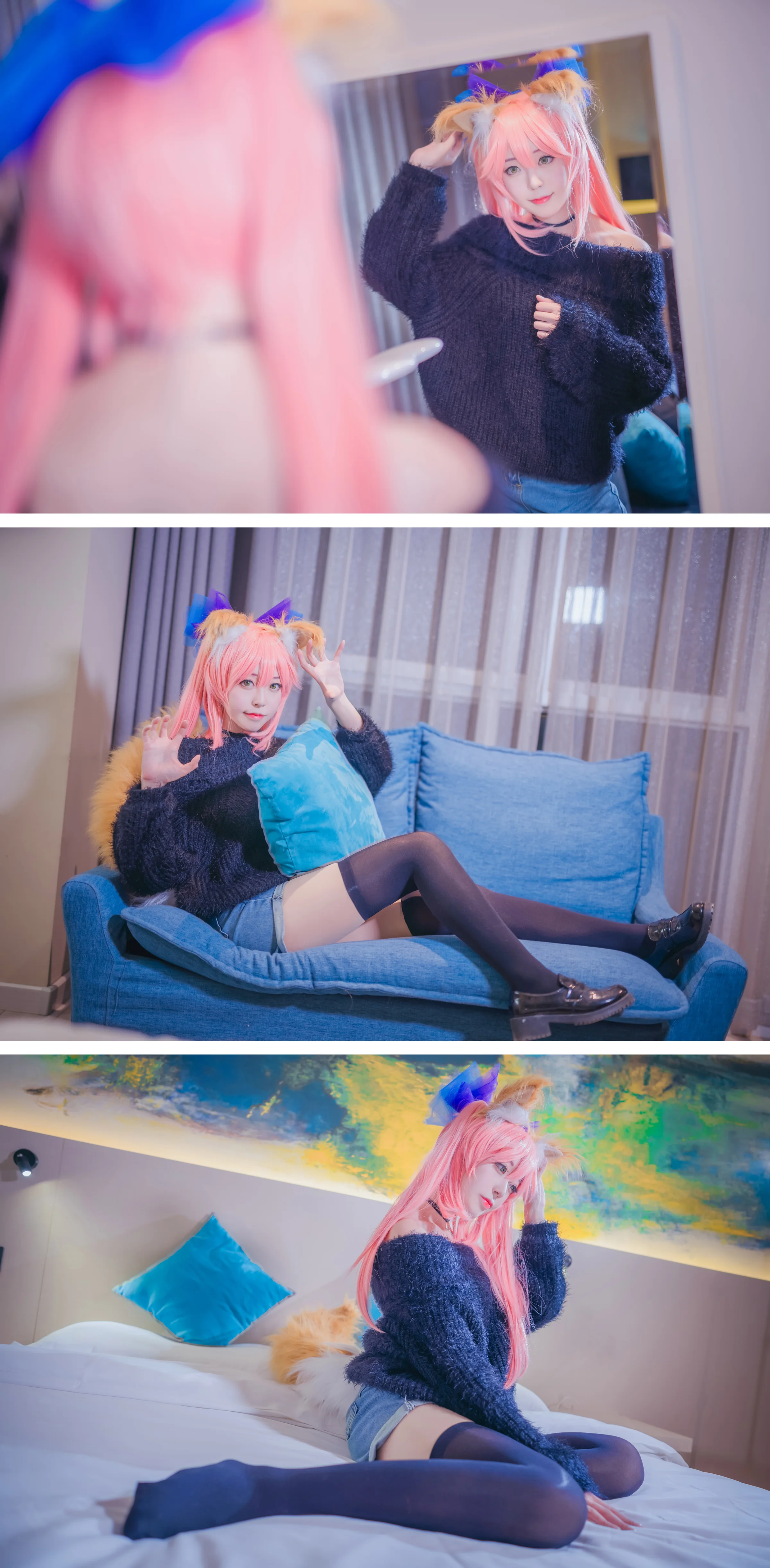 fate 毛衣三人组 玛修COS写真