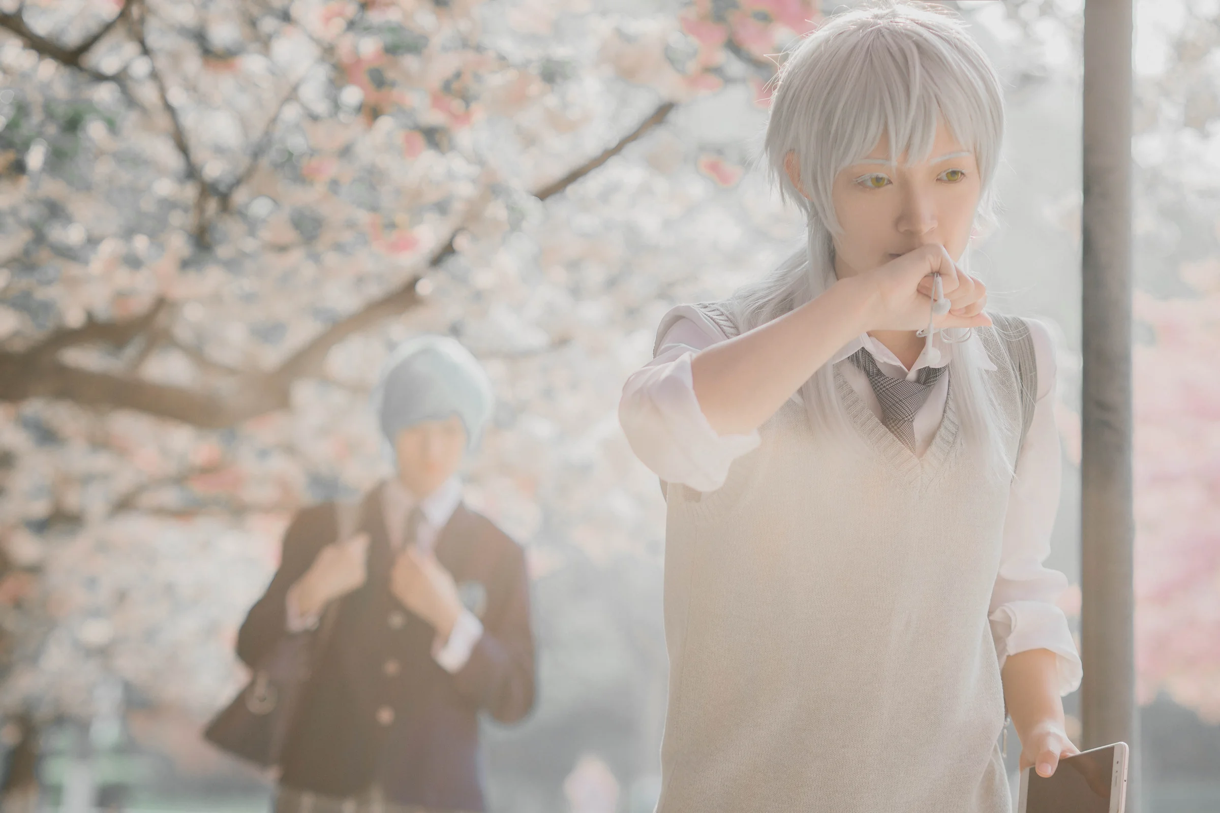 COS写真正片 刀剑乱舞鹤一期制服私设 樱花满开