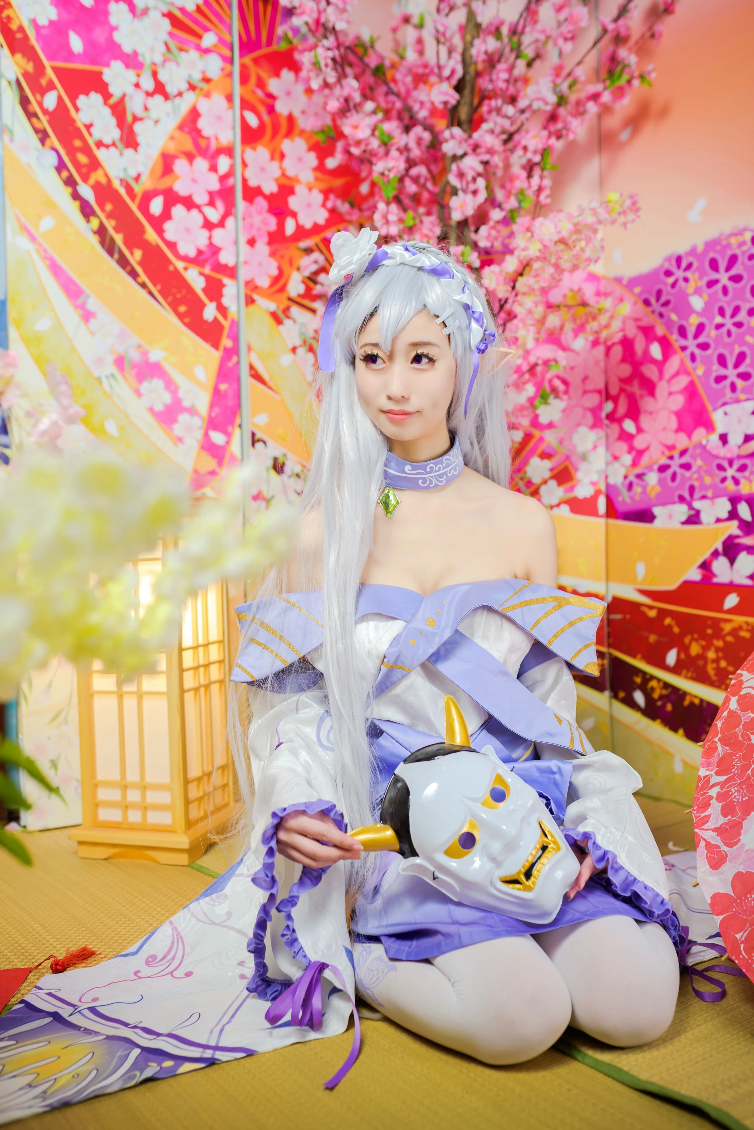 <从零开始的异世界>艾米莉亚妖精祭奠和服COS写真