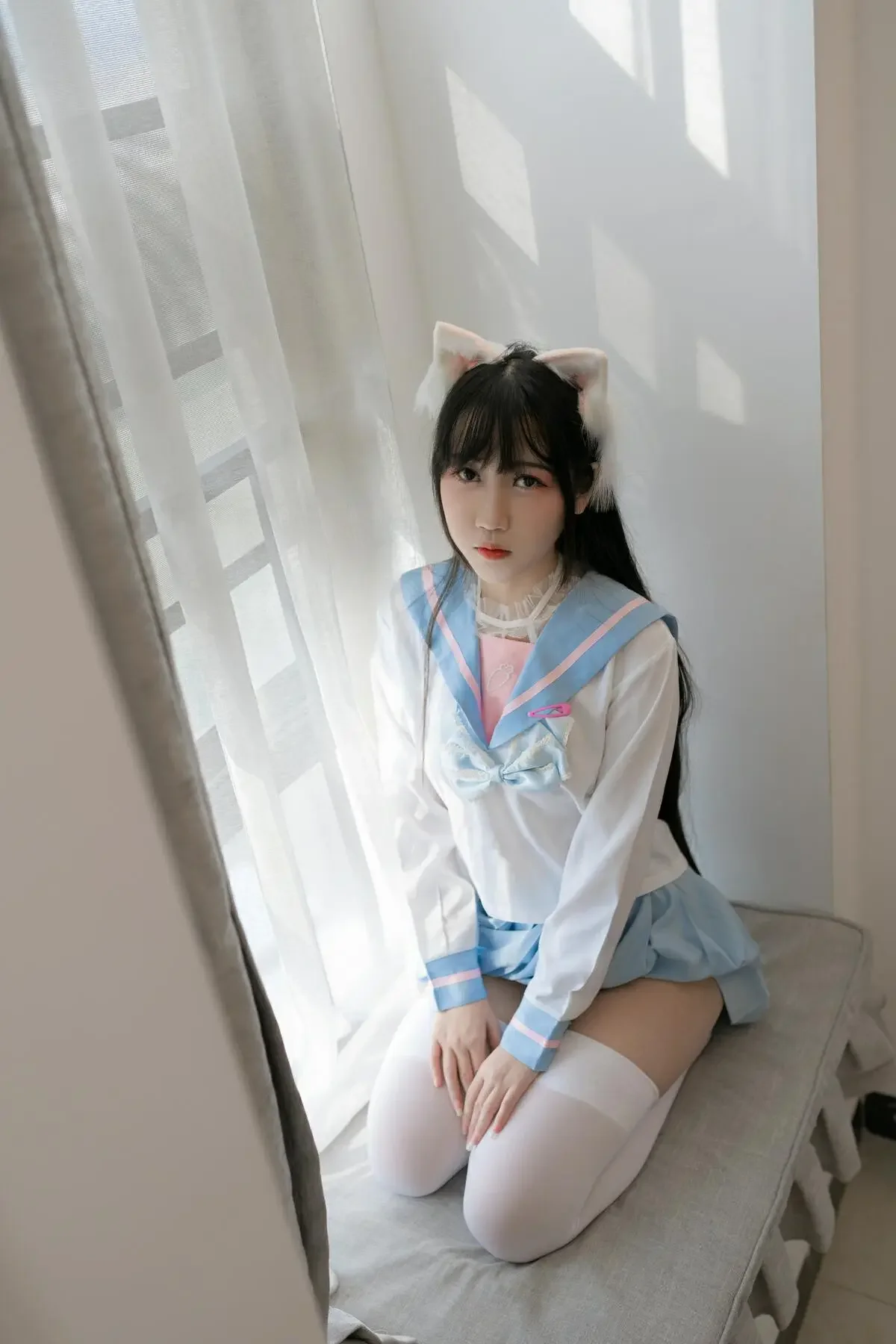 不呆猫 – 白色兔子JK｜高清图片集