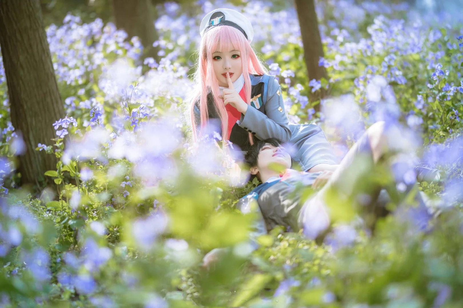 《DARLING in the FRANXX》02COS写真，樱花是像02头发一样漂亮颜色的花