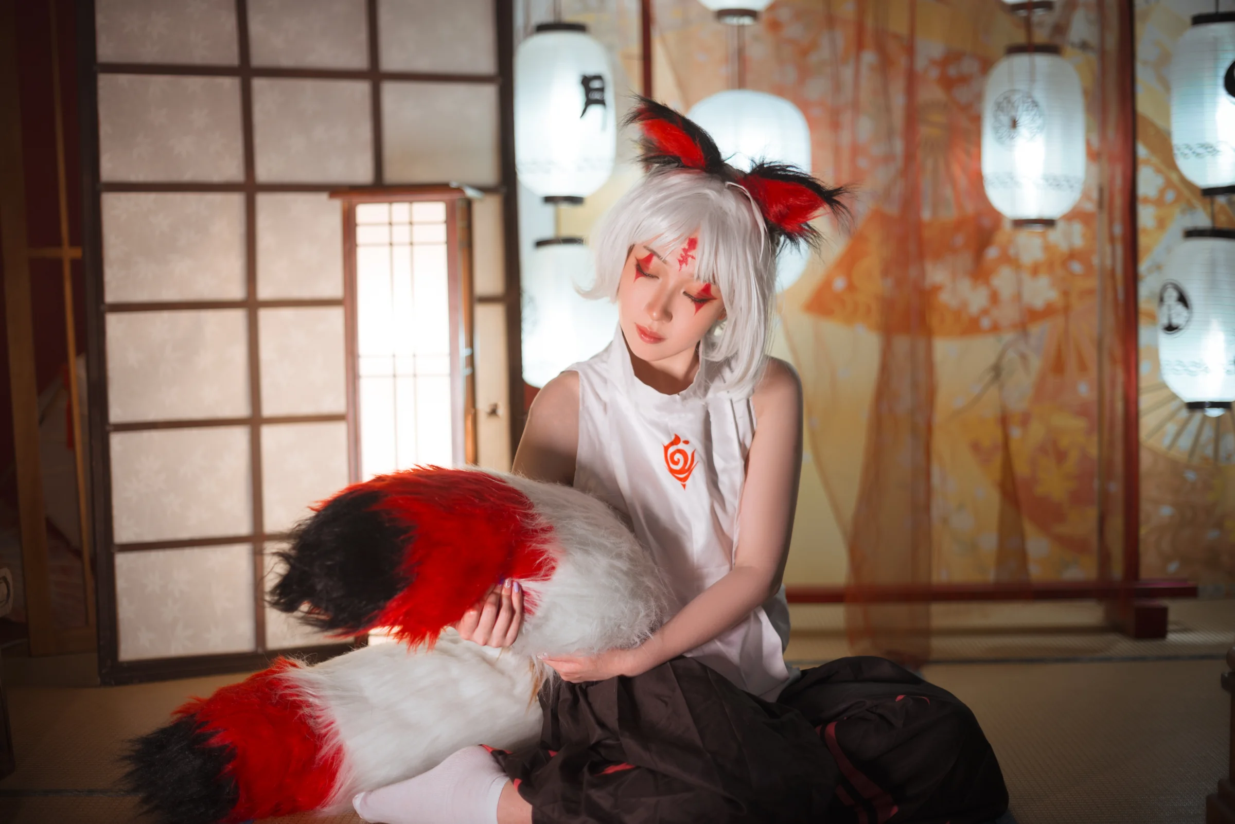 《阴阳师》白藏主COS写真