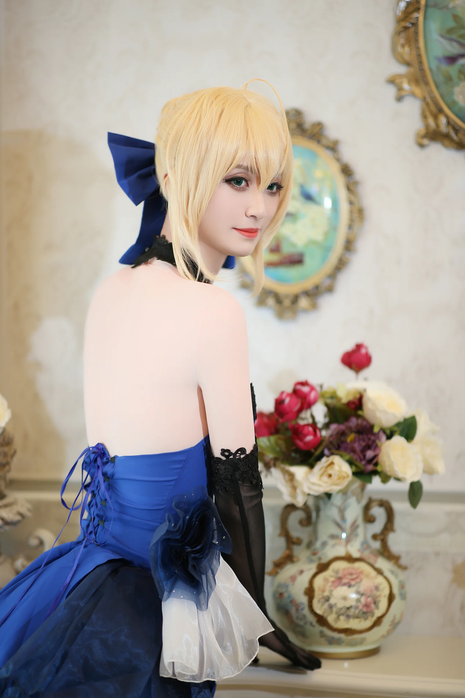 Fate/EXTELLA 阿尔托莉娅 蓝礼服 COS写真