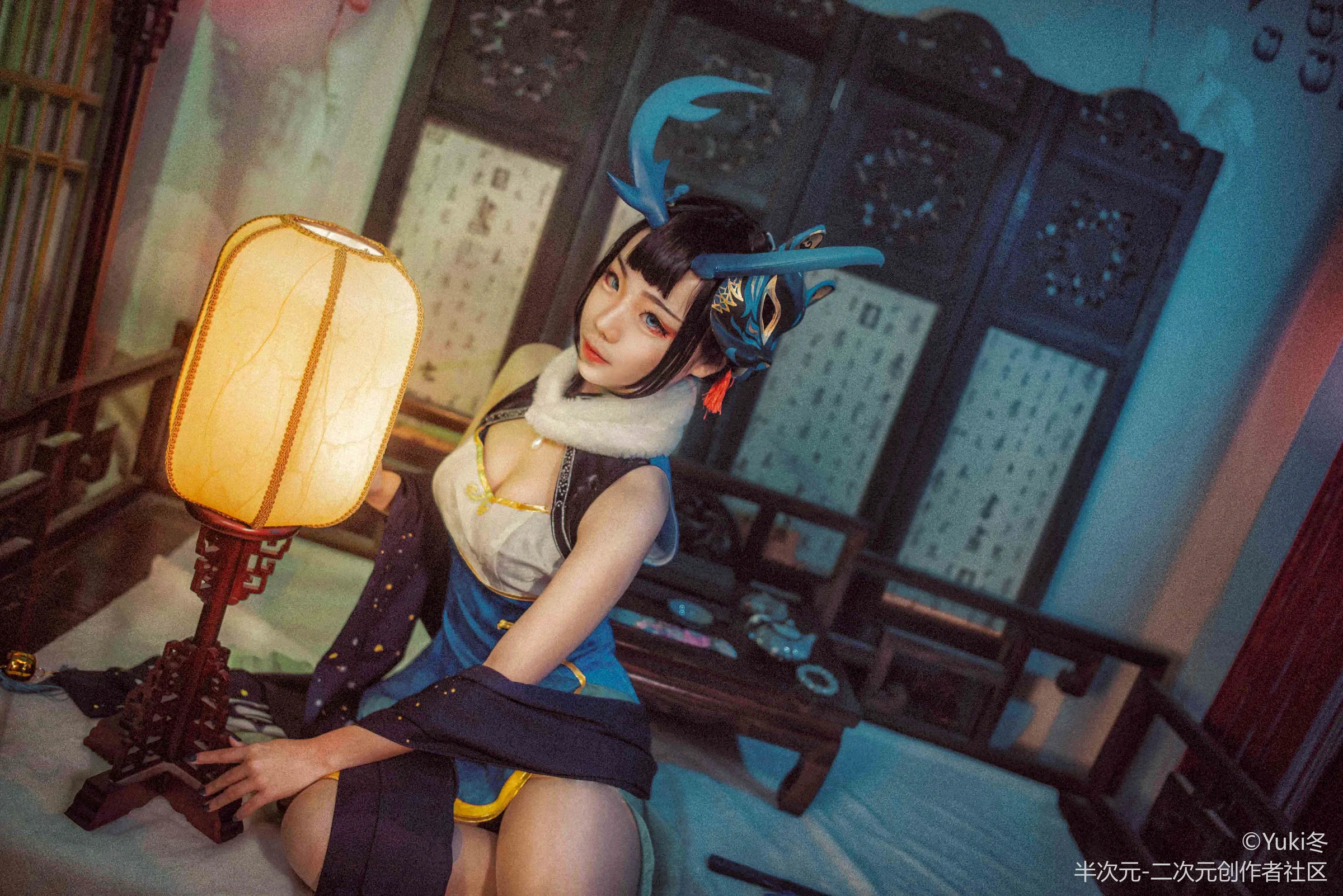 阴阳师清月之辉同人旗袍 阎魔COS写真