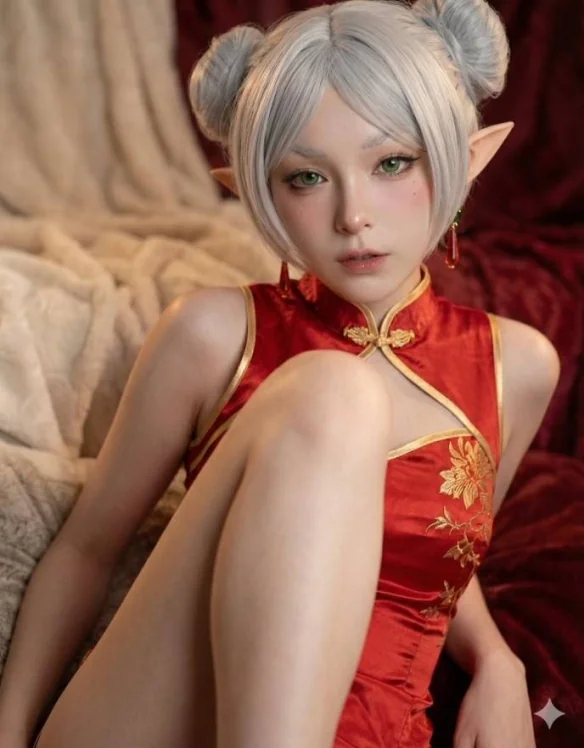 AI大神自制“芙莉莲”COS写真美图：黑丝美腿太涩了！