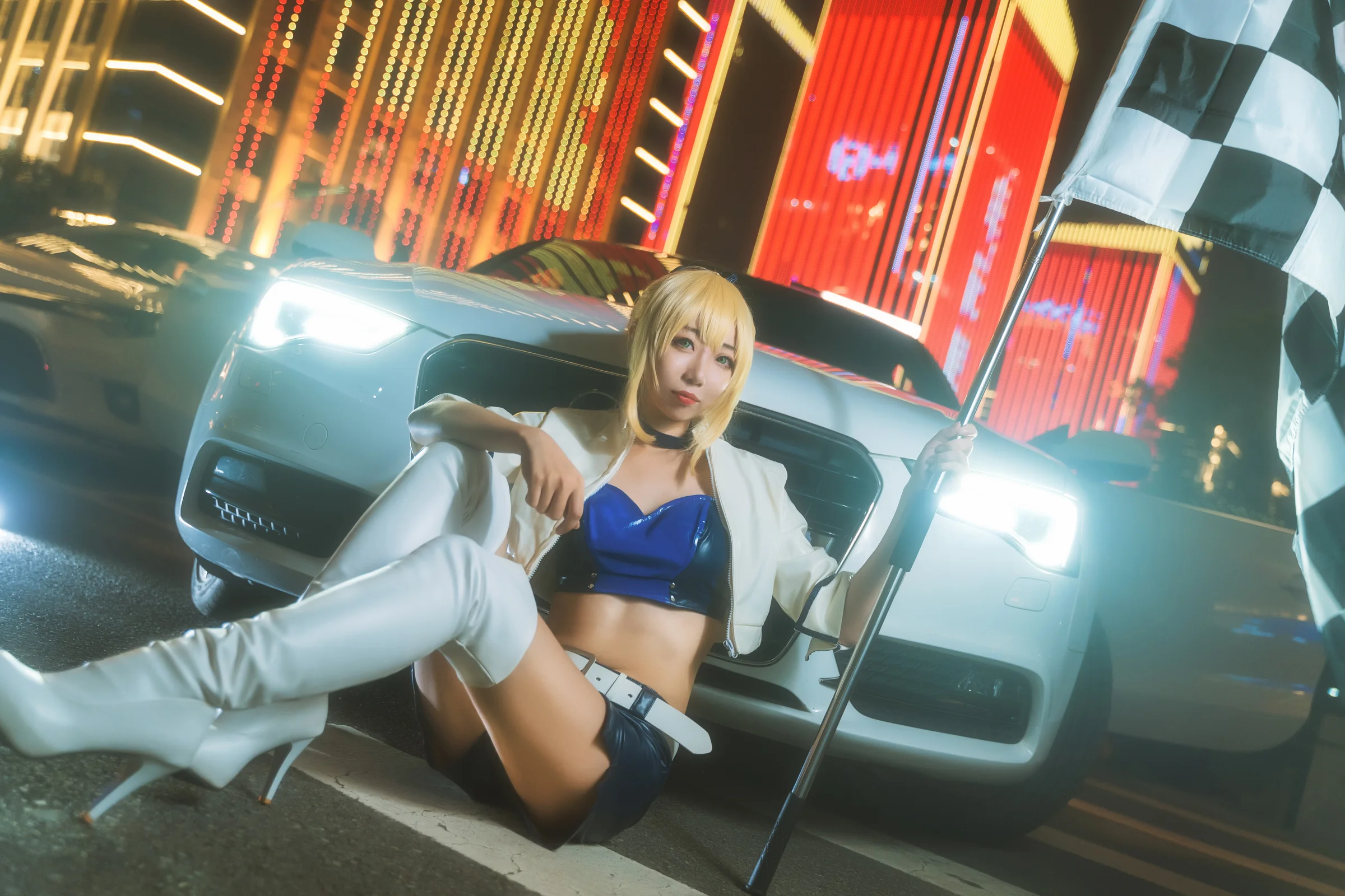 fate saber 赛车娘COS写真
