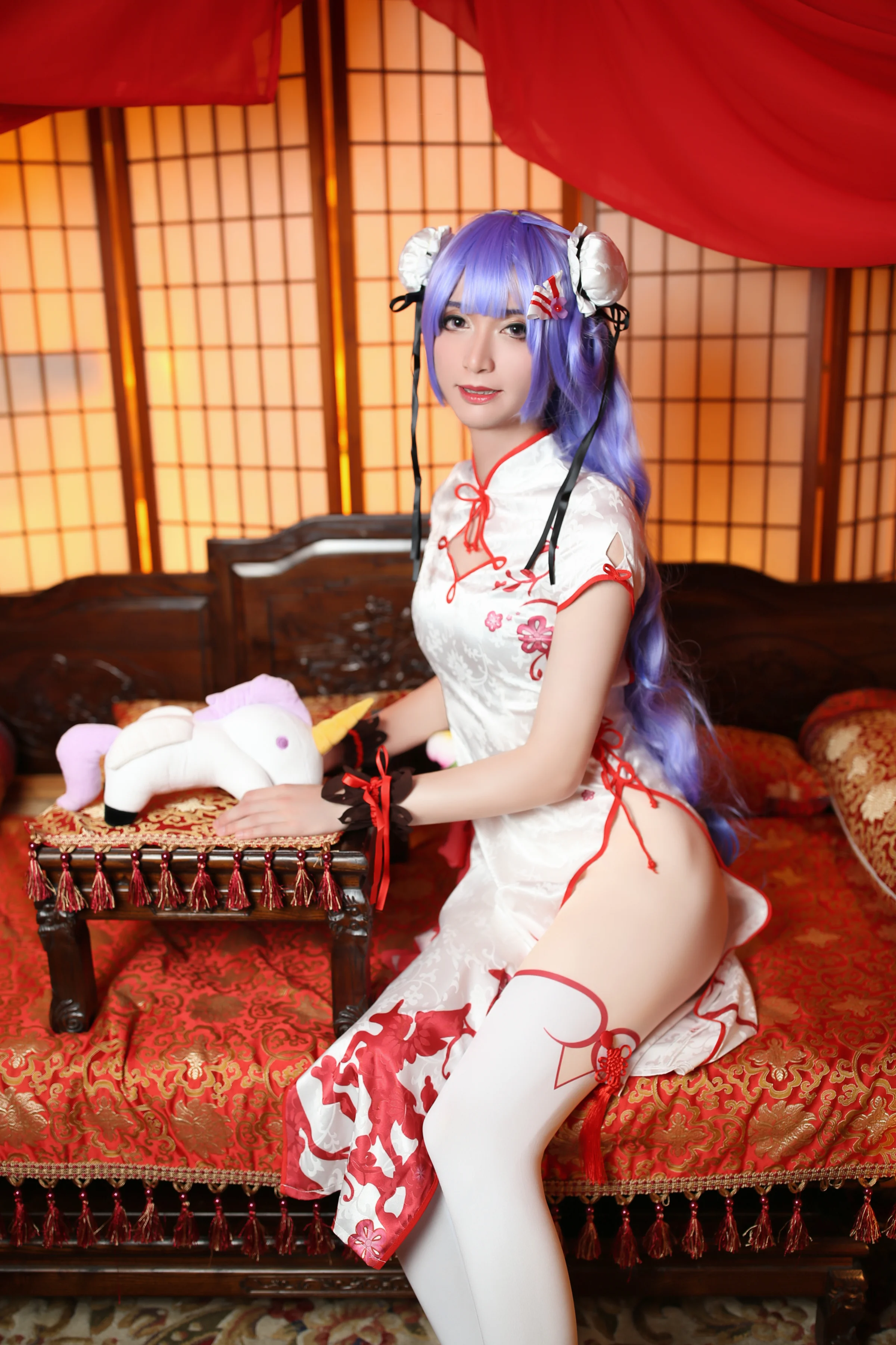 碧蓝航线 独角兽 春之礼旗袍 COS写真