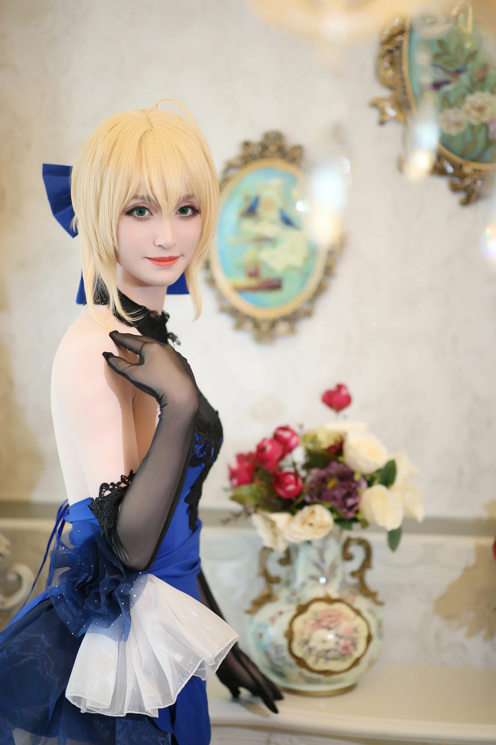 Fate/EXTELLA 阿尔托莉娅 蓝礼服 COS写真