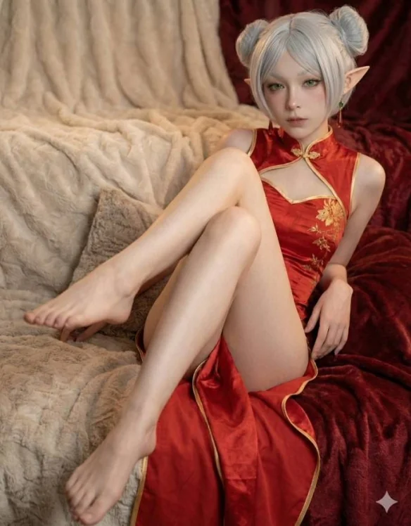 AI大神自制“芙莉莲”COS写真美图：黑丝美腿太涩了！