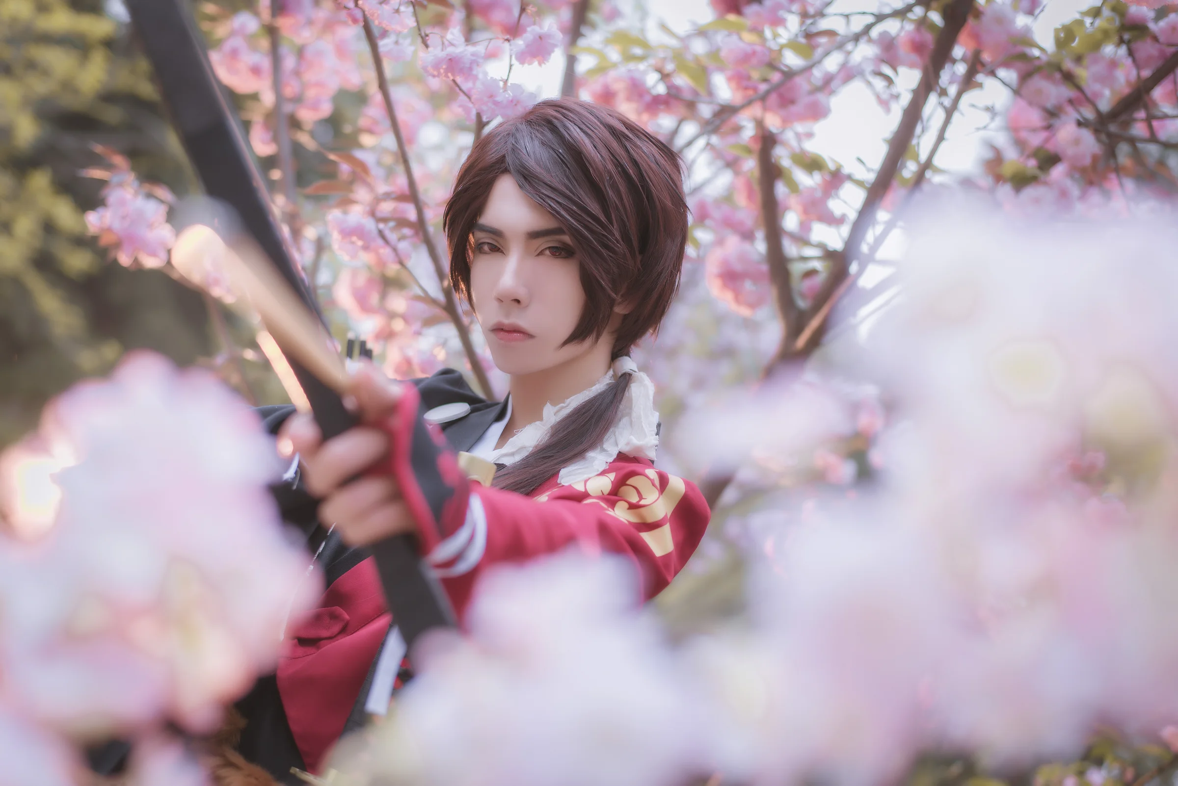 刀剑乱舞加州清光COS写真，果然樱花和武士刀也是一种浪漫~