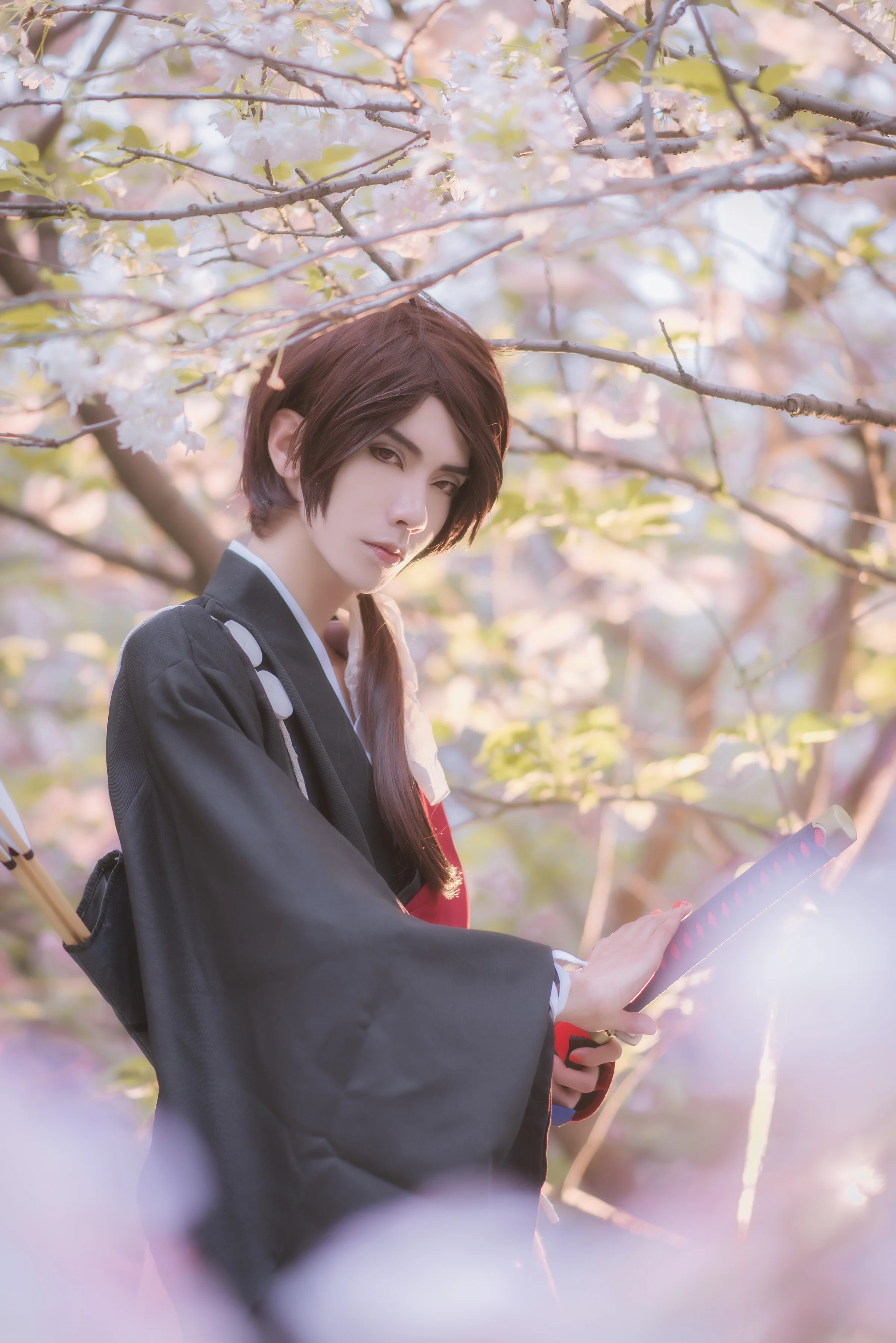 刀剑乱舞加州清光COS写真，果然樱花和武士刀也是一种浪漫~