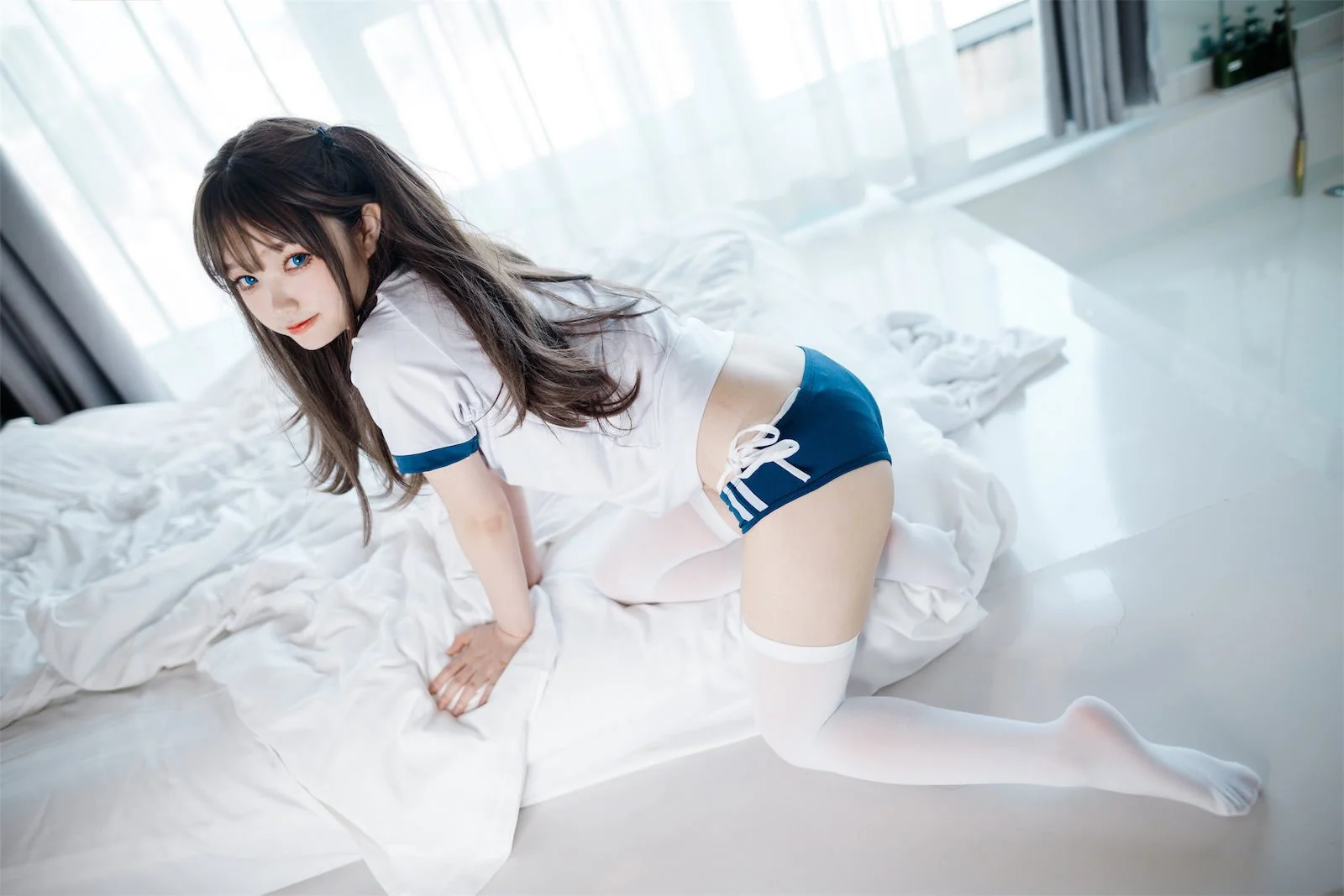 神沢永莉 半双马尾体操服大腿袜｜高清图片集