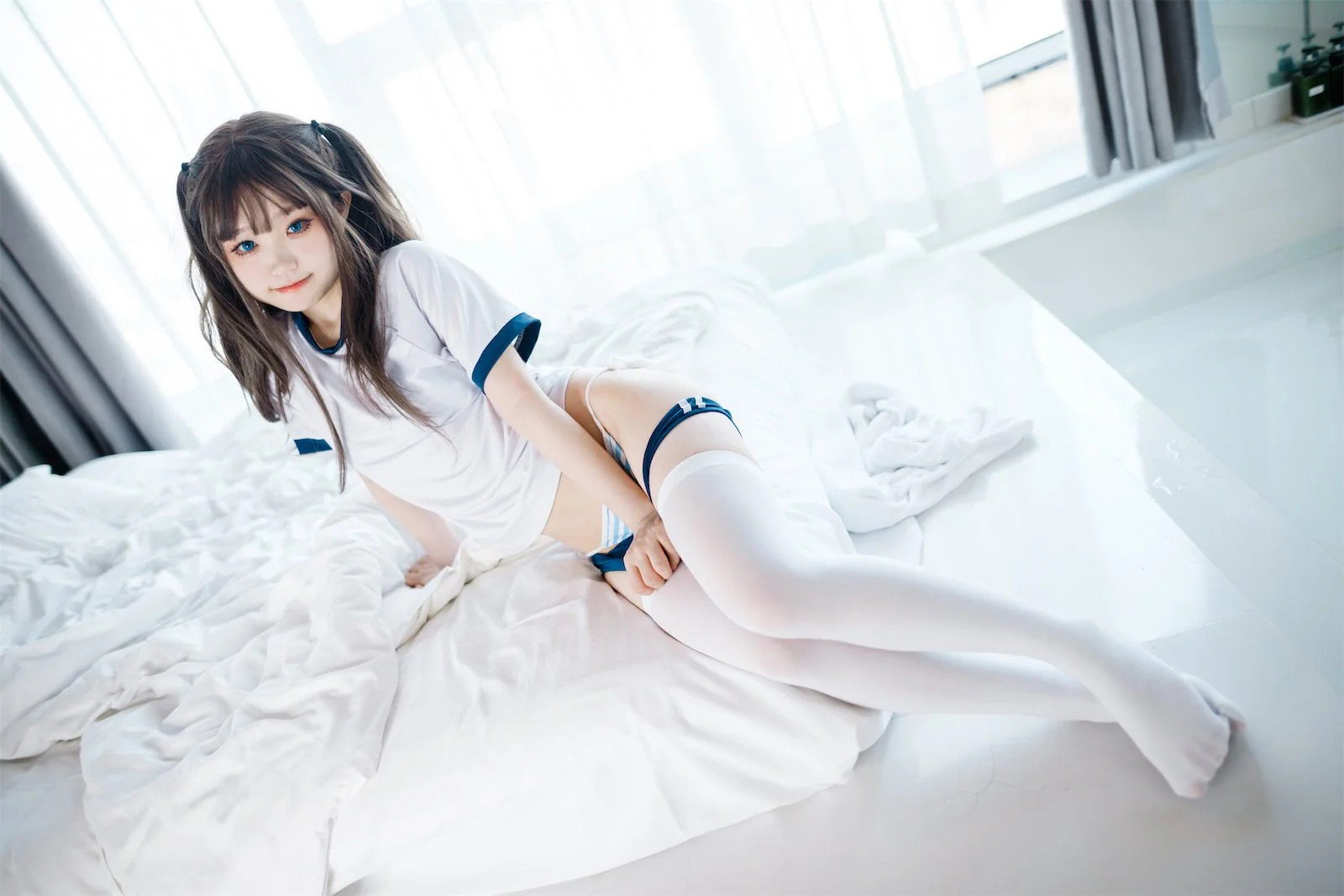 神沢永莉 半双马尾体操服大腿袜｜高清图片集