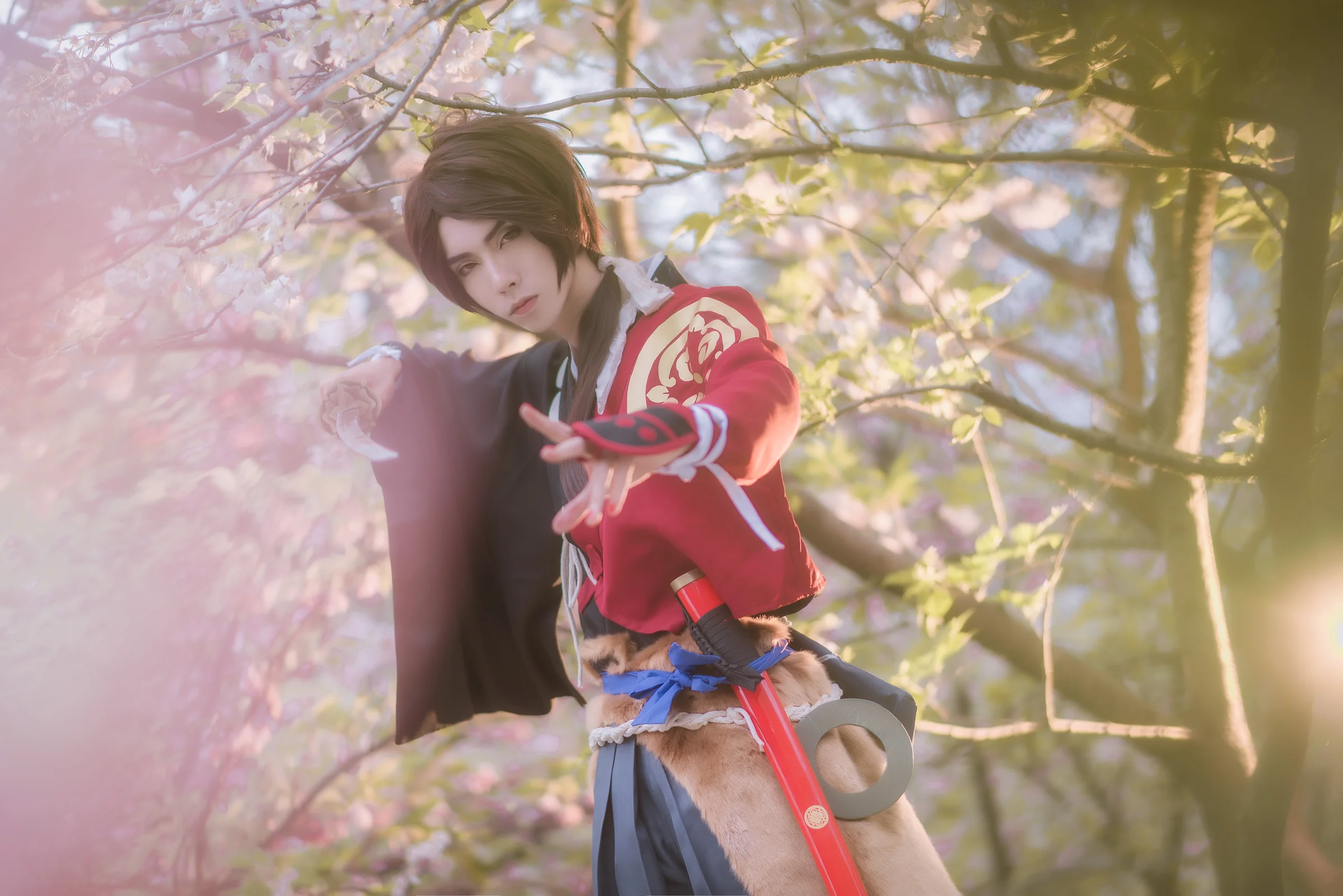 刀剑乱舞加州清光COS写真，果然樱花和武士刀也是一种浪漫~