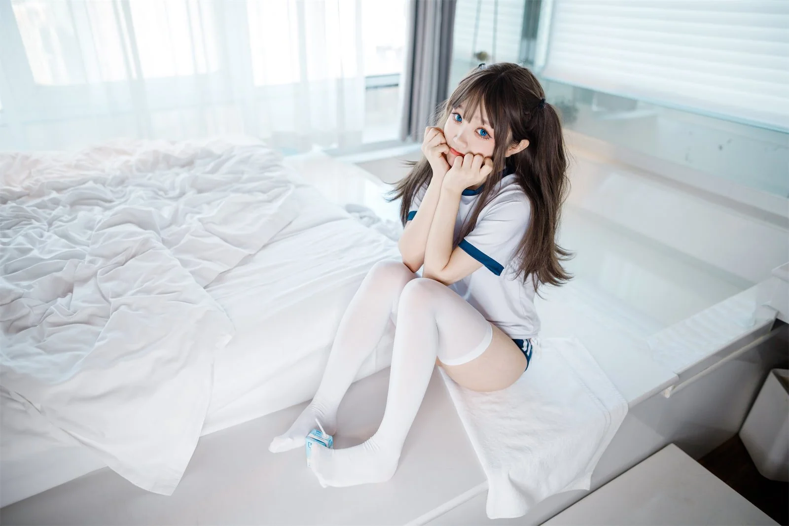神沢永莉 半双马尾体操服大腿袜｜高清图片集