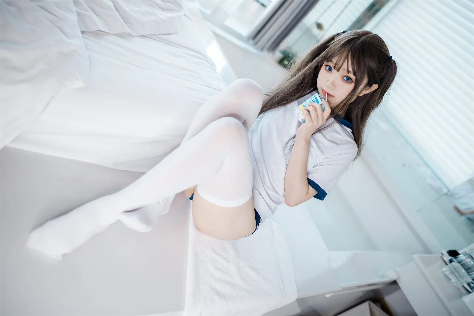 神沢永莉 半双马尾体操服大腿袜｜高清图片集