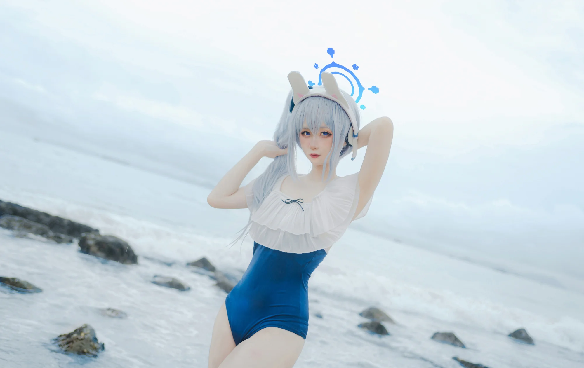 《蔚蓝档案》月雪宫子 泳装COS写真
