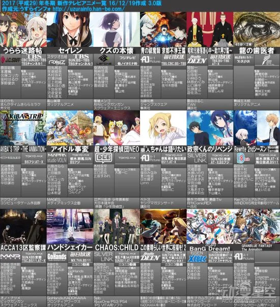 2017年1月新番一览表3.0版 45部动画登场好番不断｜高清图片集