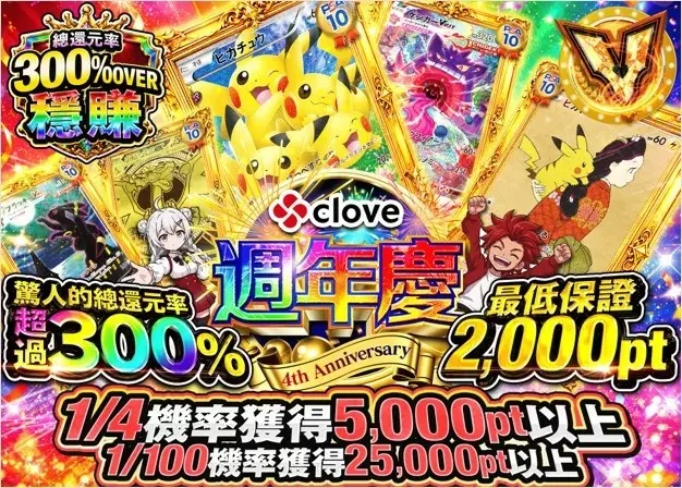 寶可夢玩家衝了！線上抽卡平台《clove》四週年100億日圓點數狂抽猛送，超過300%回饋扭蛋登場｜高清图片集