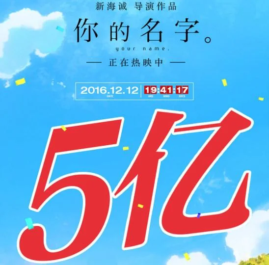 《你的名字。》内地票房破5亿 距离日影冠军仅一步之遥｜高清图片集