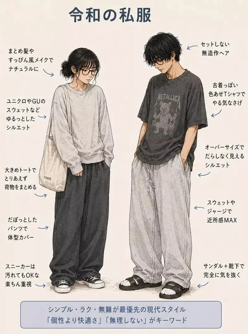 《平成情侶與令和情侶服裝上的差異》感覺以前年輕人比較趴，現在走的是寬鬆路線｜高清图片集