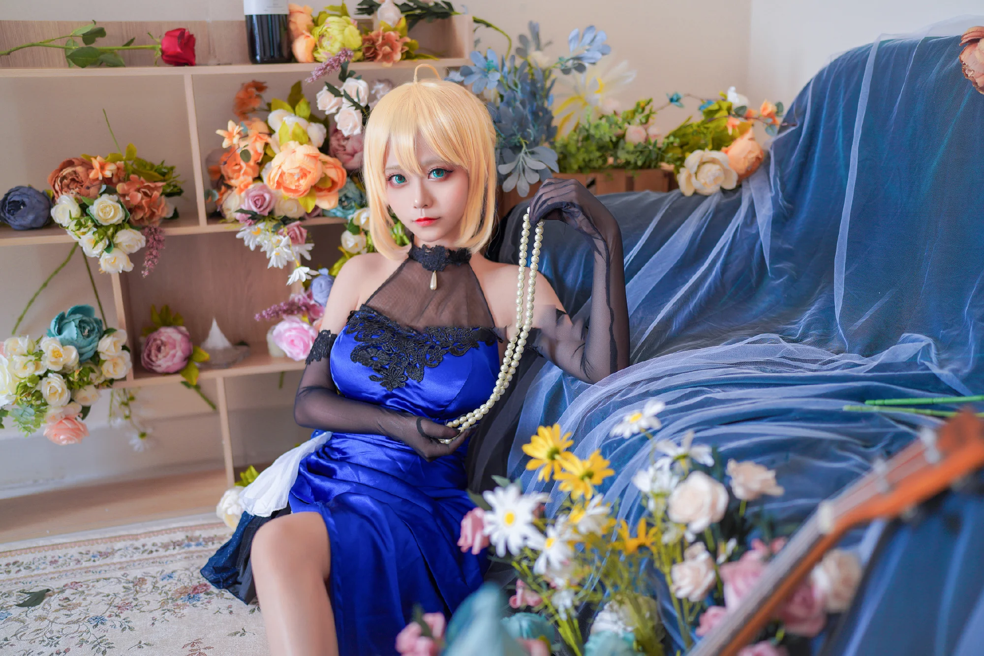 《Fate》Saber蓝礼服COS写真