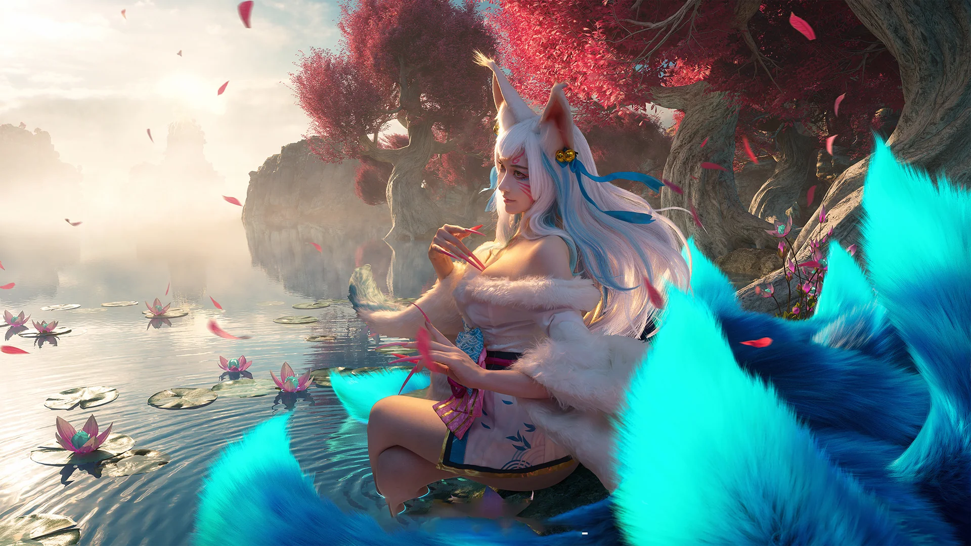 《英雄联盟手游》灵魂莲华 白阿狸COS写真