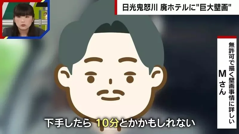 《日本鬼怒川溫泉》廢墟飯店外牆出現巨型塗鴉 究竟是怎麼畫上去的呢？｜高清图片集
